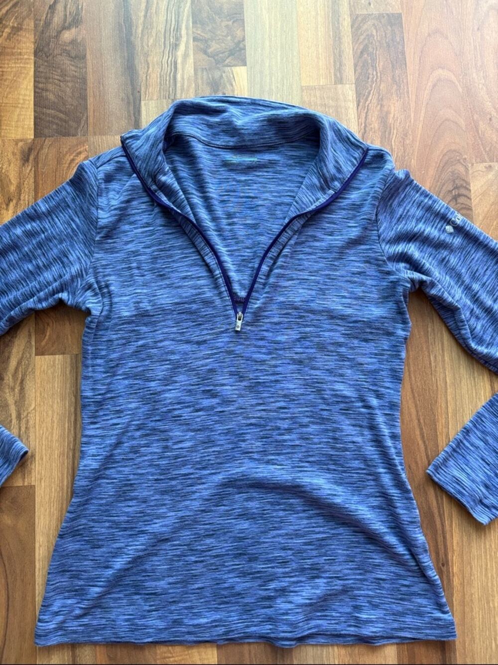Columbia Woman’s Size L Blue Space-Dye Half-Zip Pullover Sweater